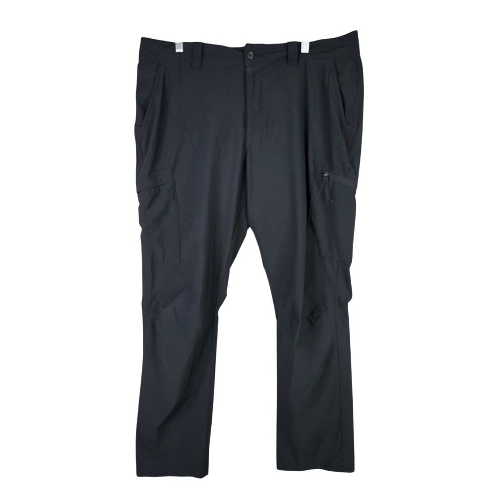Mens Columbia PFG Black Performance Fishing Cargo Pants Polyester Stretch 38X32